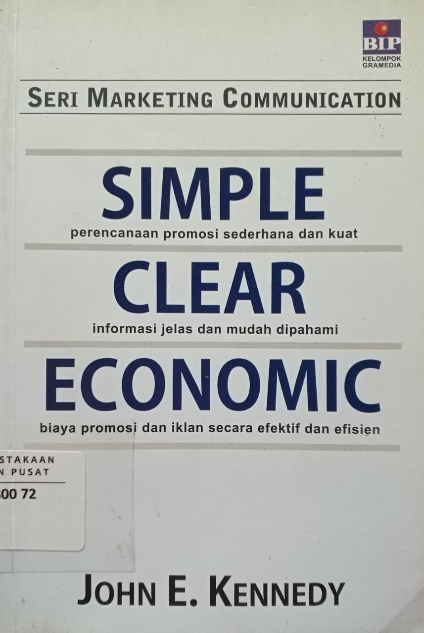 Cover Simple clear economic    Kennedy, John E.; Wedha Stratesti Yudha (penyunting)
