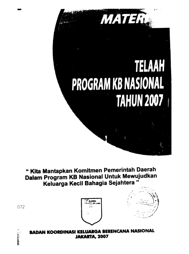 Cover Telaah Progran KB Nasional Tahun 2007 Materi II Badan Koordinasi dan Keluarga Berencana Nasional