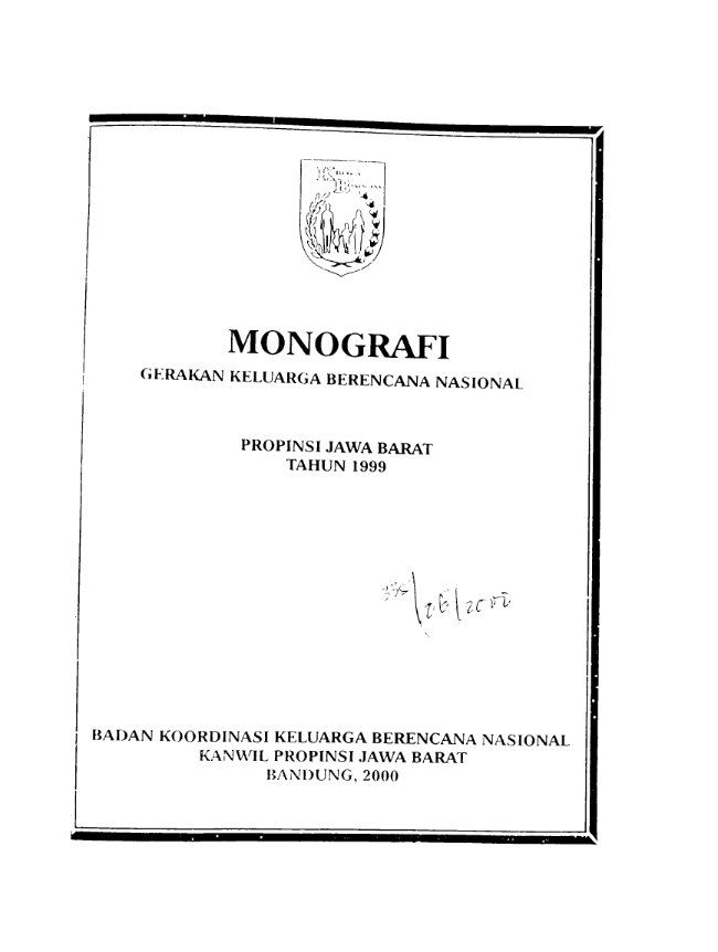 Cover Monografi Keluarga Berencana Nasional Propinsi Jawa Barat Tahun 1999 - Badan Koordinasi dan Keluarga Berencana Nasional Propinsi Jawa Barat