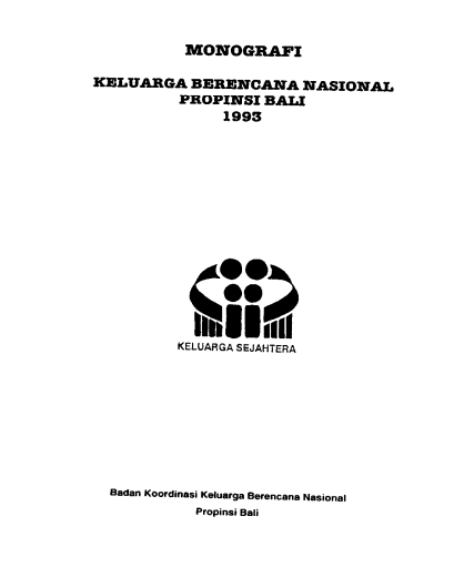 Cover Monografi Keluarga Berencana Nasional Propinsi Bali 1993   BKKBN Propinsi Bali