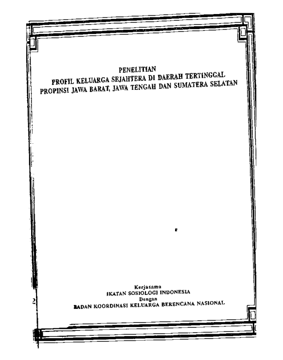 Cover Penelitian Profil Keluarga Sejahtera Di Daerah Tertinggal Propinsi Jawa Barat, Jawa Tengah, Dan Sumatra Selatan   Ikatan Sosiologi Indonesia